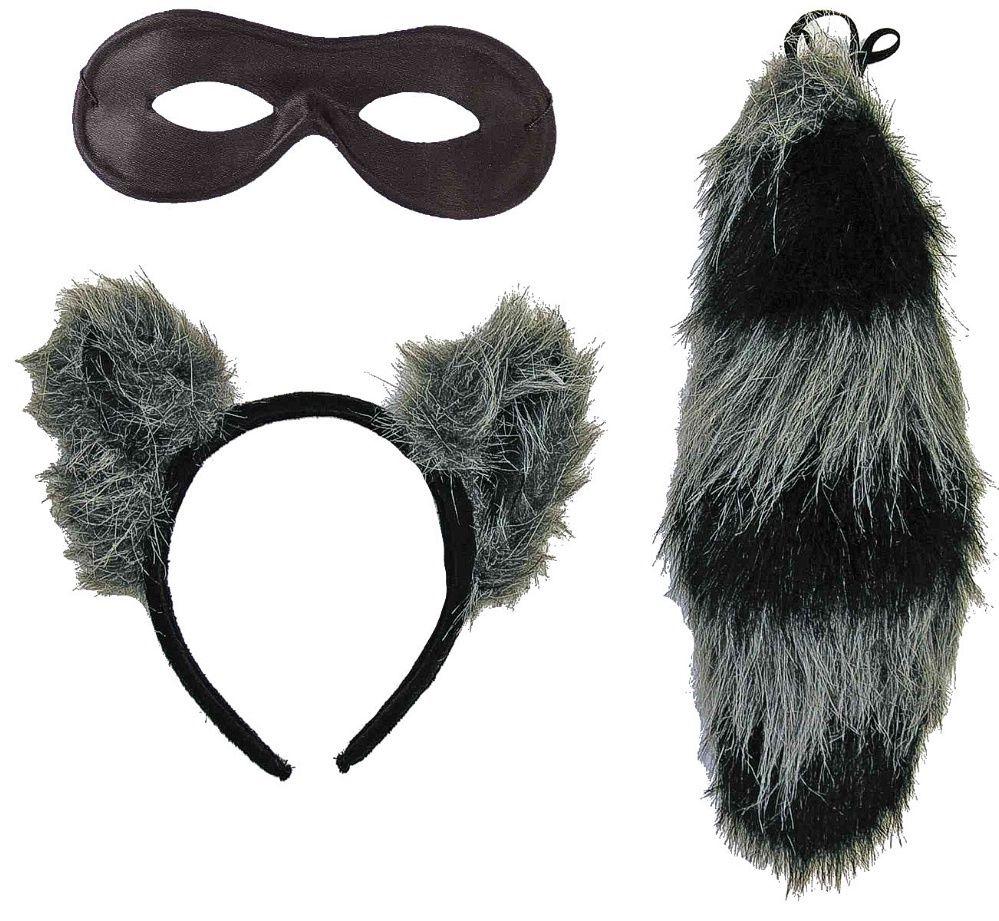 Raccoon Ears Eye Mask and Tail Costume Accessory Kit