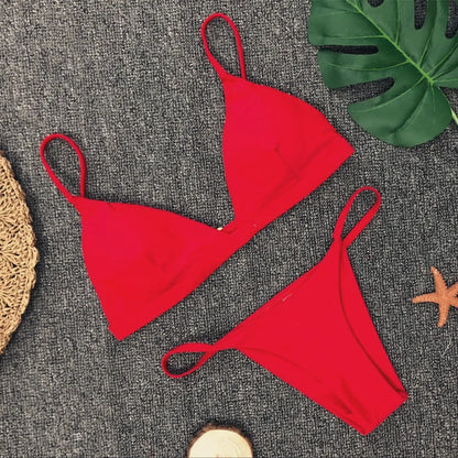 DEKA Women Sexy Solid Mini Micro Bikini Set Push-up padded Bra Thong Split Swimwear Female Bandage Bathing Suit Lacing Swimsuit