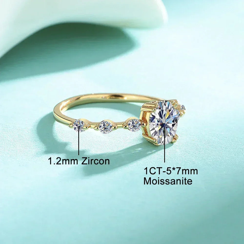 IGOTOS 1CT Oval Cut Moissanite Engagement Ring with Certificate Pass Diamond Test 925 Sterling Silver Wedding Bands Fine Jewelry
