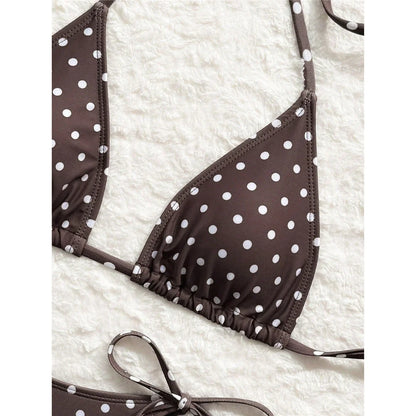 S - XL With Shorts Polka Dot Halter Bikini Female Swimsuit Women Swimwear Three-pieces Bikini Set Bather Bathing Suit Swim V8292