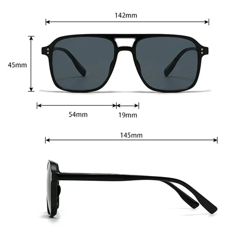 SO&amp;EI Fashion Double Bridges Square Rivets Women Sunglasses Retro Men Gradient Shades UV400 Sun Glasses