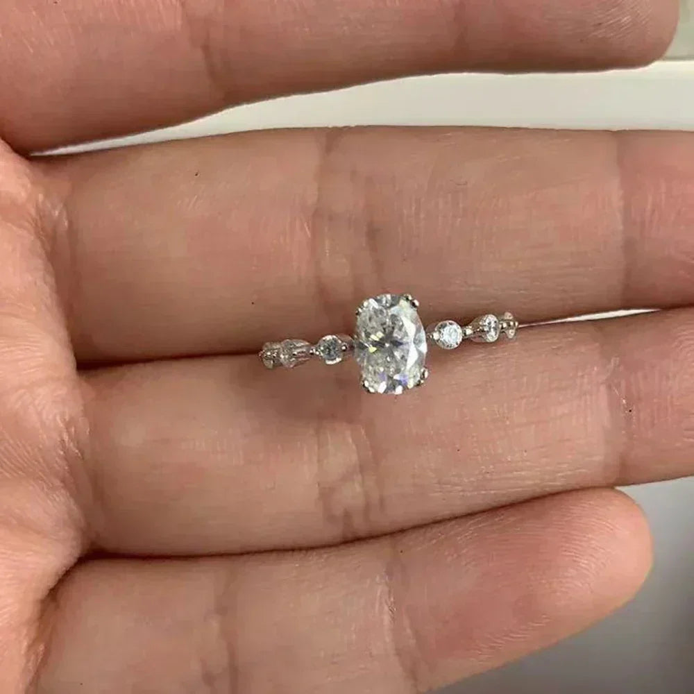 IGOTOS 1CT Oval Cut Moissanite Engagement Ring with Certificate Pass Diamond Test 925 Sterling Silver Wedding Bands Fine Jewelry