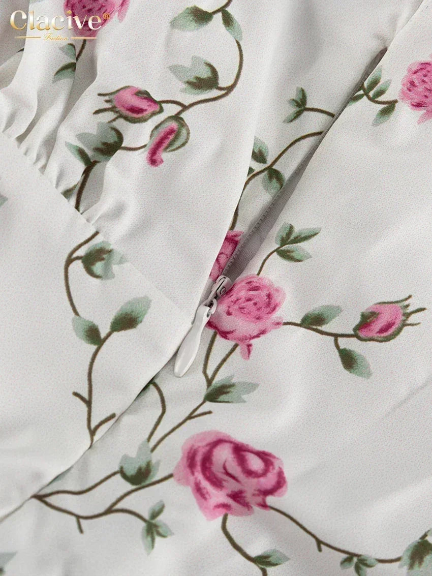 Clacive Summer Slim Print Women&