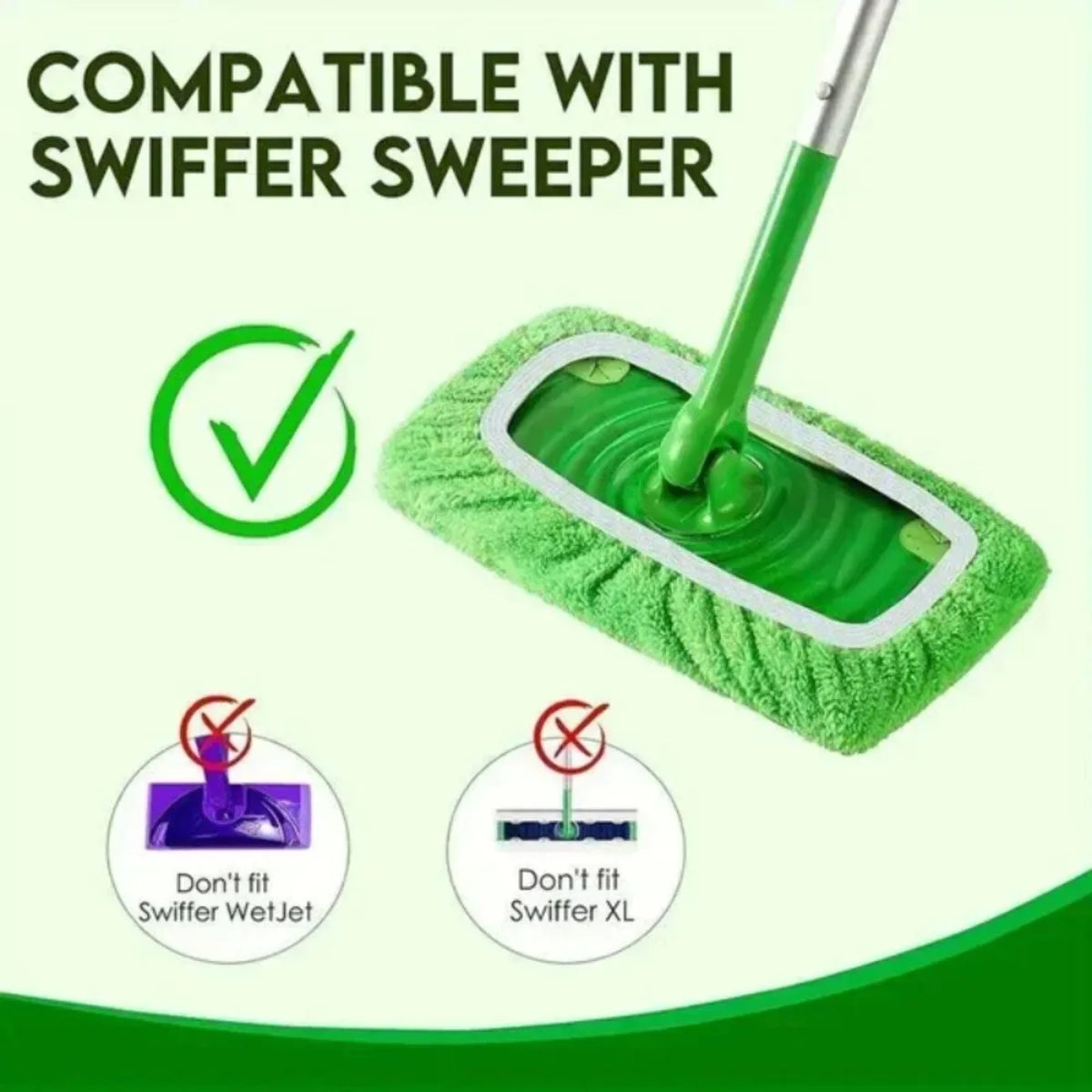 Eco-Friendly Mop Cover Set – 6-Pack Washable Flat Mop Pads for Dusting, Wet Mopping &amp; Pet Hair Pickup, Reusable Alternative to