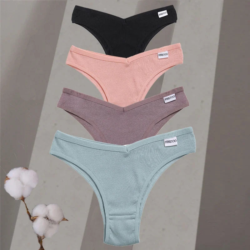 Premium Cotton Brazilian Panties – 4-Piece Set for Women