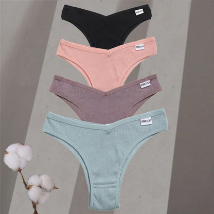 Premium Cotton Brazilian Panties – 4-Piece Set for Women