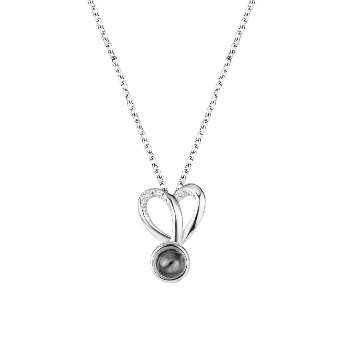 Personalized Photo Projection Necklace Sweet Crystal Rabbit Ears Pendant Necklaces