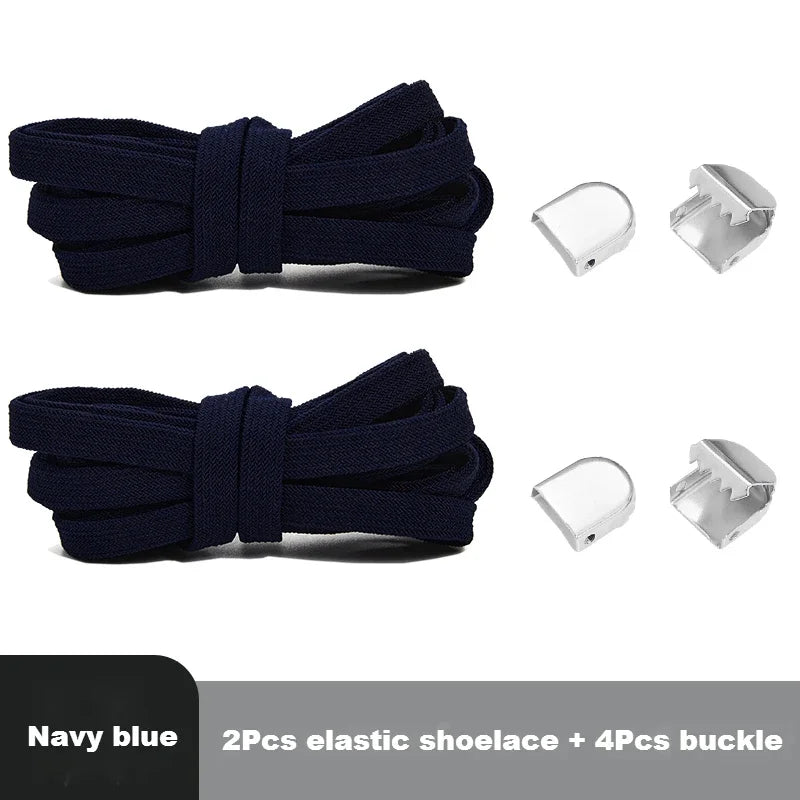 1 Pair Flat Elastic No-Tie Shoe Laces for Sneakers Tennis Shoes Quick Clip-On Shoelaces Accessories for Kids &amp; Adults