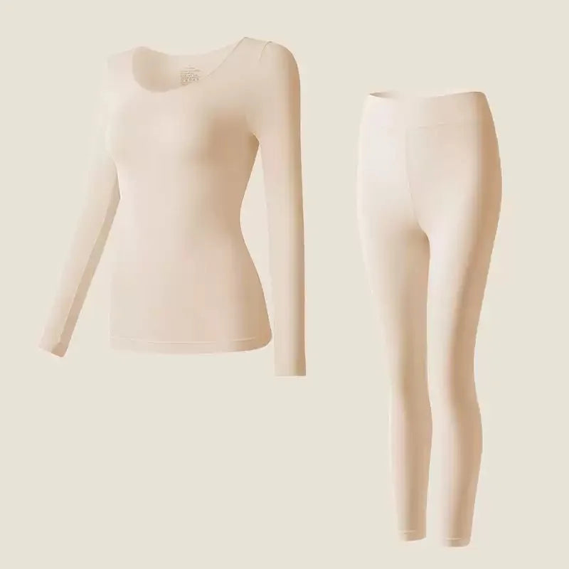 Spring &amp; Autumn Skin-Friendly Top Set Ultra-Thin Seamless Nude Feel High Stretch Long Sleeve Thermal Underwear Women&