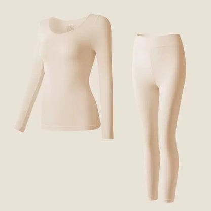 Spring &amp; Autumn Skin-Friendly Top Set Ultra-Thin Seamless Nude Feel High Stretch Long Sleeve Thermal Underwear Women&