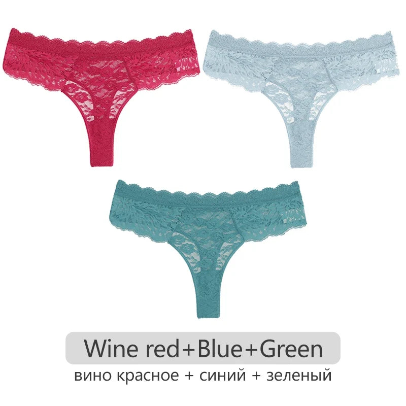 Full Lace Thongs – 3-Piece Lingerie Set for Women