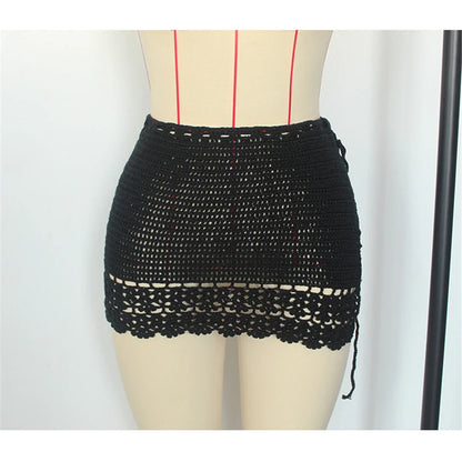 2026 Hollow Out Skirt Sarong Crochet Knitted Tunic Beach Cover Up Cover-ups Beach Dress Beach Wear Beachwear Female Women V8074