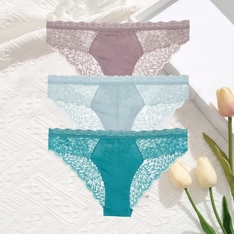 Premium Seamless Lace Briefs for Women – 3-Piece Set