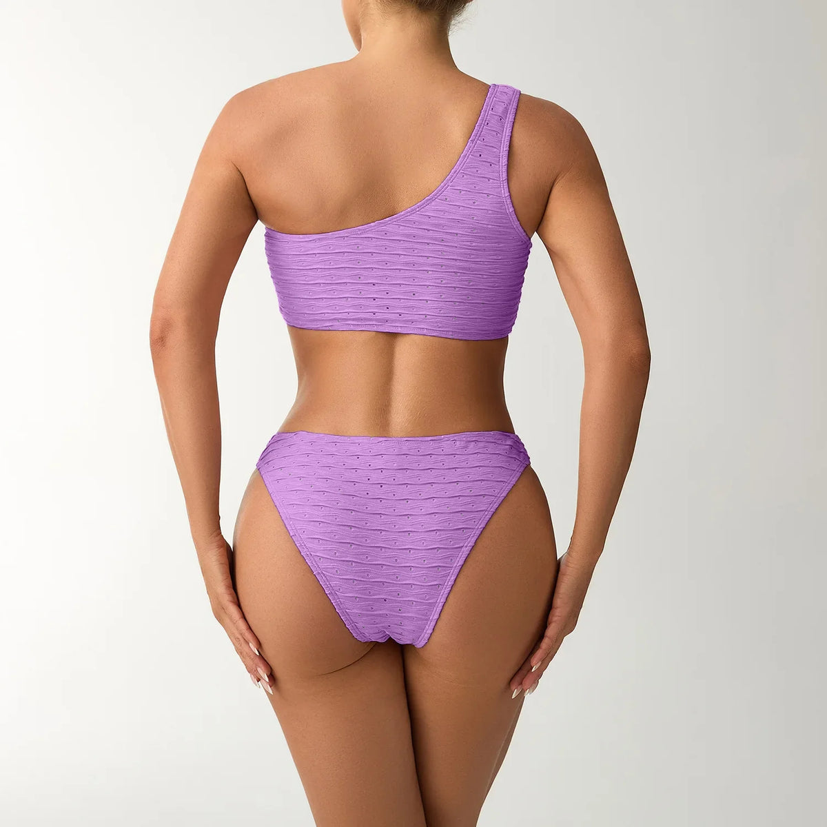 2026 New Style Breathable Quick Dry Solid Color Single Shoulder Bikini Sexy Swimsuit Women&