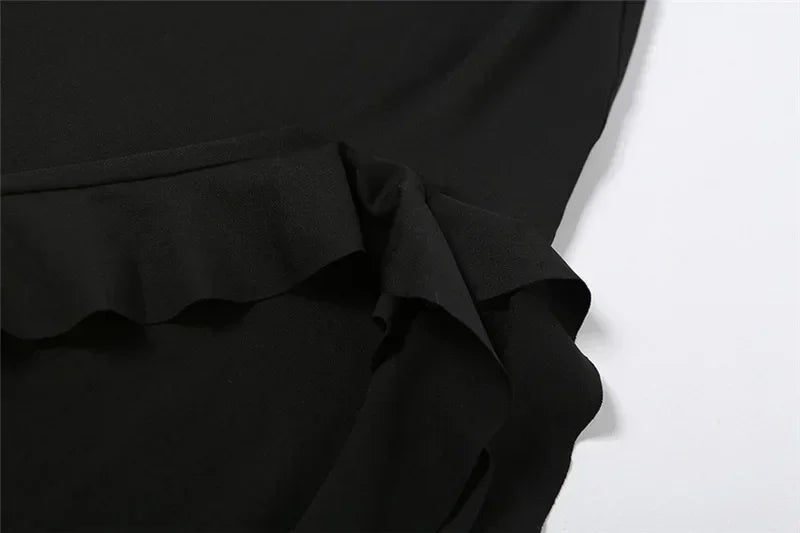 Cryptographic Irregular Ruffle Off Shoulder Sexy Backless Midi Dress for Women Elegant Birthday Vestido Summer Sundresses Ruched