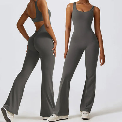 Women Sexy Back V Jumpsuit Gym Set Training Yoga Suit Sportswear Sports Jumpsuit Fitness Rompers Stretch Workout Bodysuits 8260