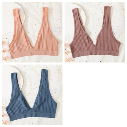 3pcs/lot Seamless Bra Push Up Bras For Women Deep V-neck Bralette Sexy Lingerie Female Low Back Sleep Underwear Unlined Crop Top