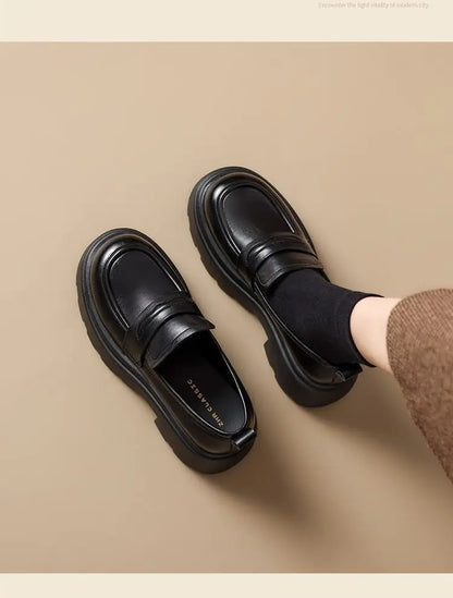 2026 Thick-Soled Waterproof British-Style Women&