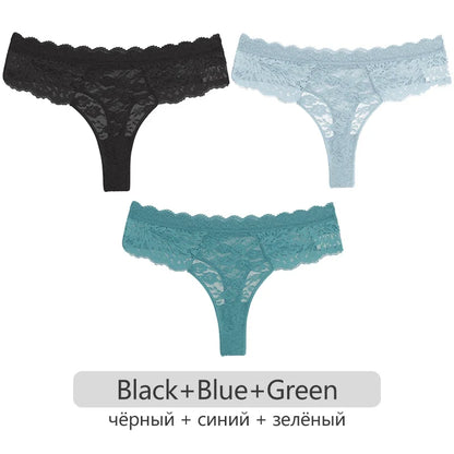Full Lace Thongs – 3-Piece Lingerie Set for Women