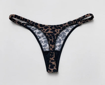 Women Panties Sexy G String Thong Ice Silk Seamless Underwear Leopard T Back Girls Briefs Leopard Underpants Plus Size S-XL