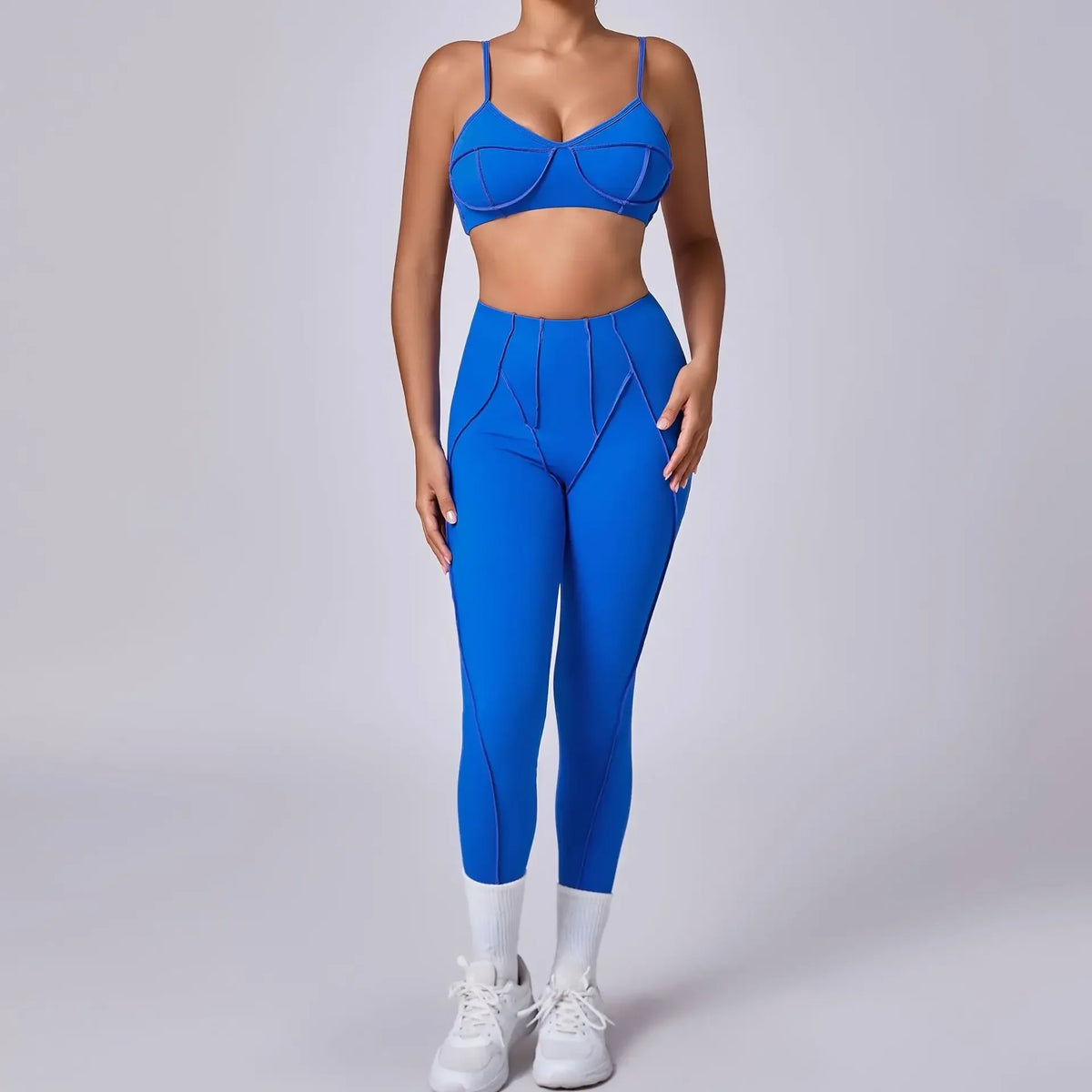 2-Piece Yoga Set – Open Back Sports Bra &amp; High Waist Shorts