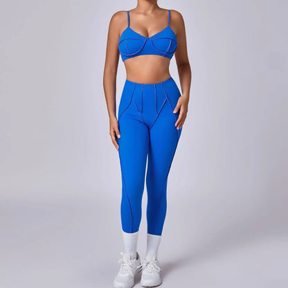 2-Piece Yoga Set – Open Back Sports Bra &amp; High Waist Shorts