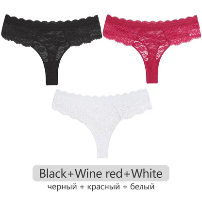 Full Lace Thongs – 3-Piece Lingerie Set for Women