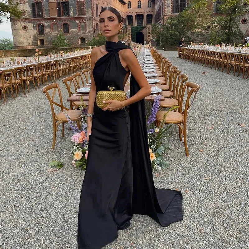 Backless Lace-Up Maxi Dress | Ribbon Sleeveless Evening Gown - Femstylo