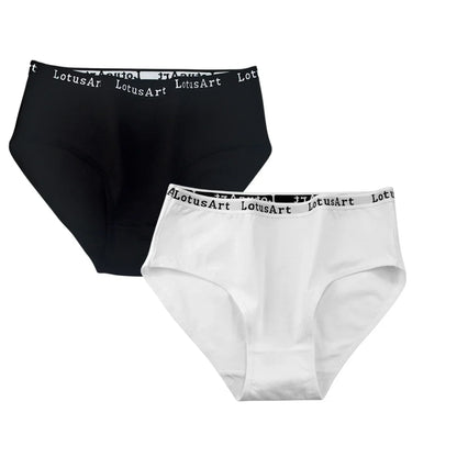 2PCS/Set Cotton Panties Women High Waist Briefs Tummy Control Panty Female Breathable Solid Color Lingerie M-2XL Underpants