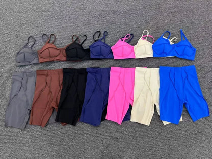 2-Piece Yoga Set – Open Back Sports Bra &amp; High Waist Shorts