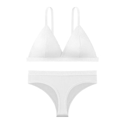 Women Bra and Panties Set Push Up Bralette Non-wire 1/3 Cup Bras Low Rise Thongs Sexy Lingerie Set Women Cotton Underwear