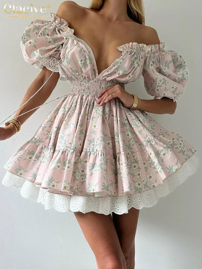 Clacive Summer Slim Print Women&