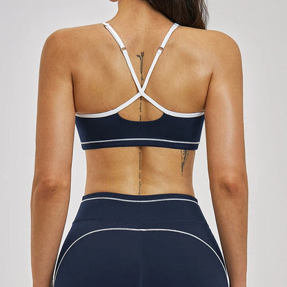 Yoga Bra U-Shaped Adjustable Shoulder Strap Cross Back Women Fitness Sports Bra Top Gym Yoga Athletic Tight Workout Jog Soft Pad