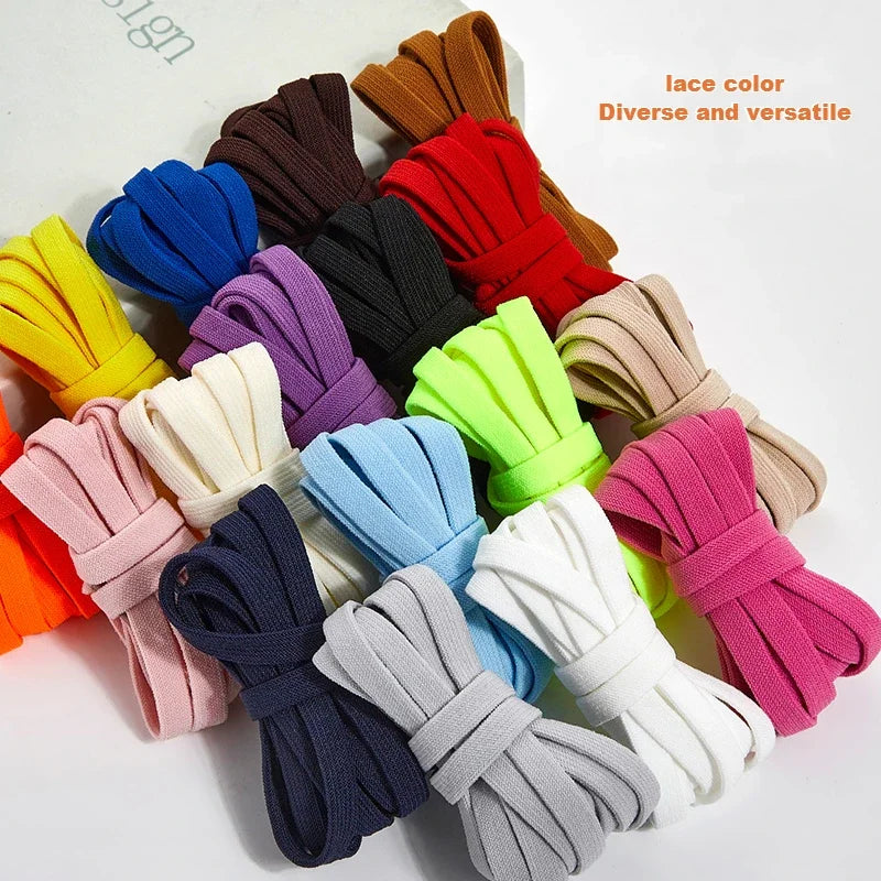 1 Pair Flat Elastic No-Tie Shoe Laces for Sneakers Tennis Shoes Quick Clip-On Shoelaces Accessories for Kids &amp; Adults