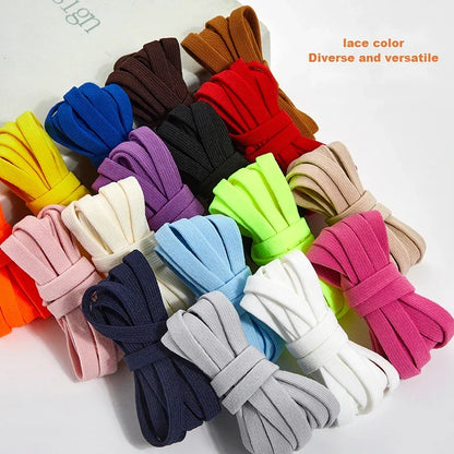1 Pair Flat Elastic No-Tie Shoe Laces for Sneakers Tennis Shoes Quick Clip-On Shoelaces Accessories for Kids &amp; Adults