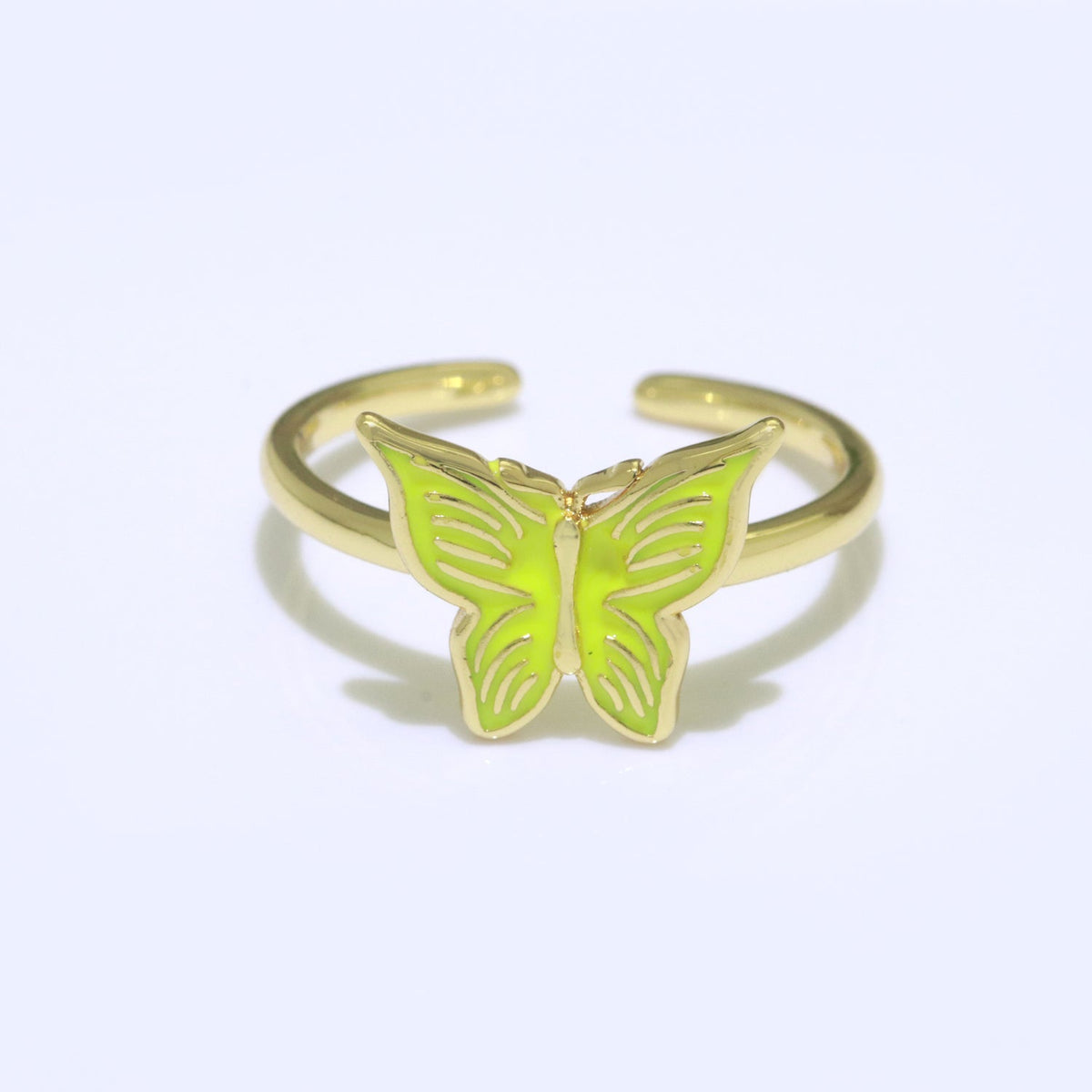 24K Gold Filled Black, Blue, Red, Green, Orange, Pink, Purple, Teal, White, Yellow Enamel Mariposa Ring | S085 - S094