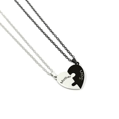 Father Mom Son Daughter Family Necklace Love Heart Puzzle Pendant Necklace Stainless Steel Jewelry for Women Mother&