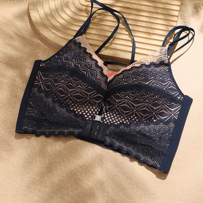 Women’s Push Up Lace Bra Comfort Padded Underwire Bra Lift Up Add One Cup Sexy Front Closure Bra Women FW7033