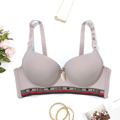 BEAUWEAR Women Seamless Push-Up Sports And Leisure Bra With Four-Row Hook, Alphabet Decor And Steel Support Underwear C Cup