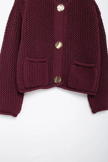 HXAO Knitted Sweater Cardigan For Women Autumn Long Sleeve Cropped Cardigans Ladies Outerwears Winter Button Knit Sweater