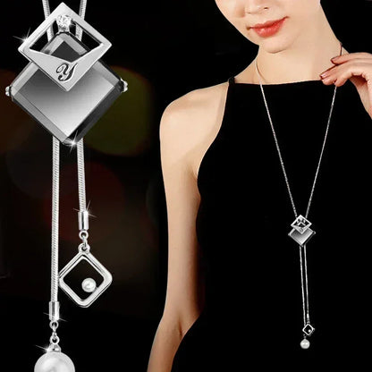 New Arrival Long Necklaces for Women 2024 Fashion Gray Crystal Choker Collier Femme Statement Necklaces &amp; Pendants Accessories