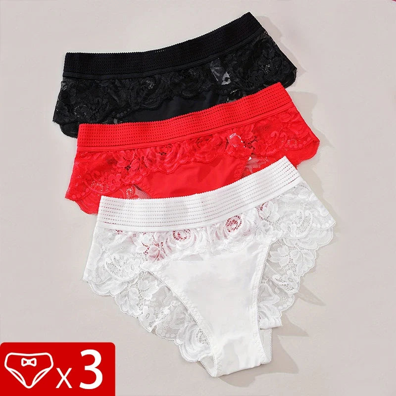 3pcs/pack Low Waist Floral Women&