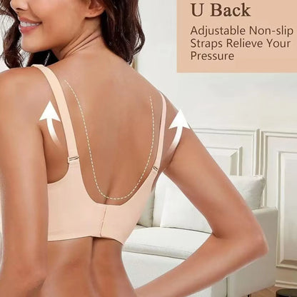 Plus-size Jelly-like Wire-free Bra Thin Molded Cups with A Wire-free Design Comfortable and Breathable Underwear Push Up