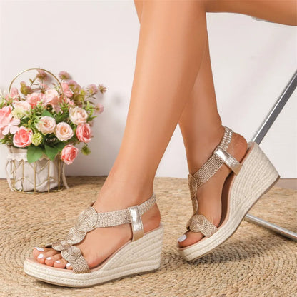 Leisure Big Size 42 Summer Platform Espadrilles Sandals Women High Heels Gladiator Wedges Sandals Vacation Shoes
