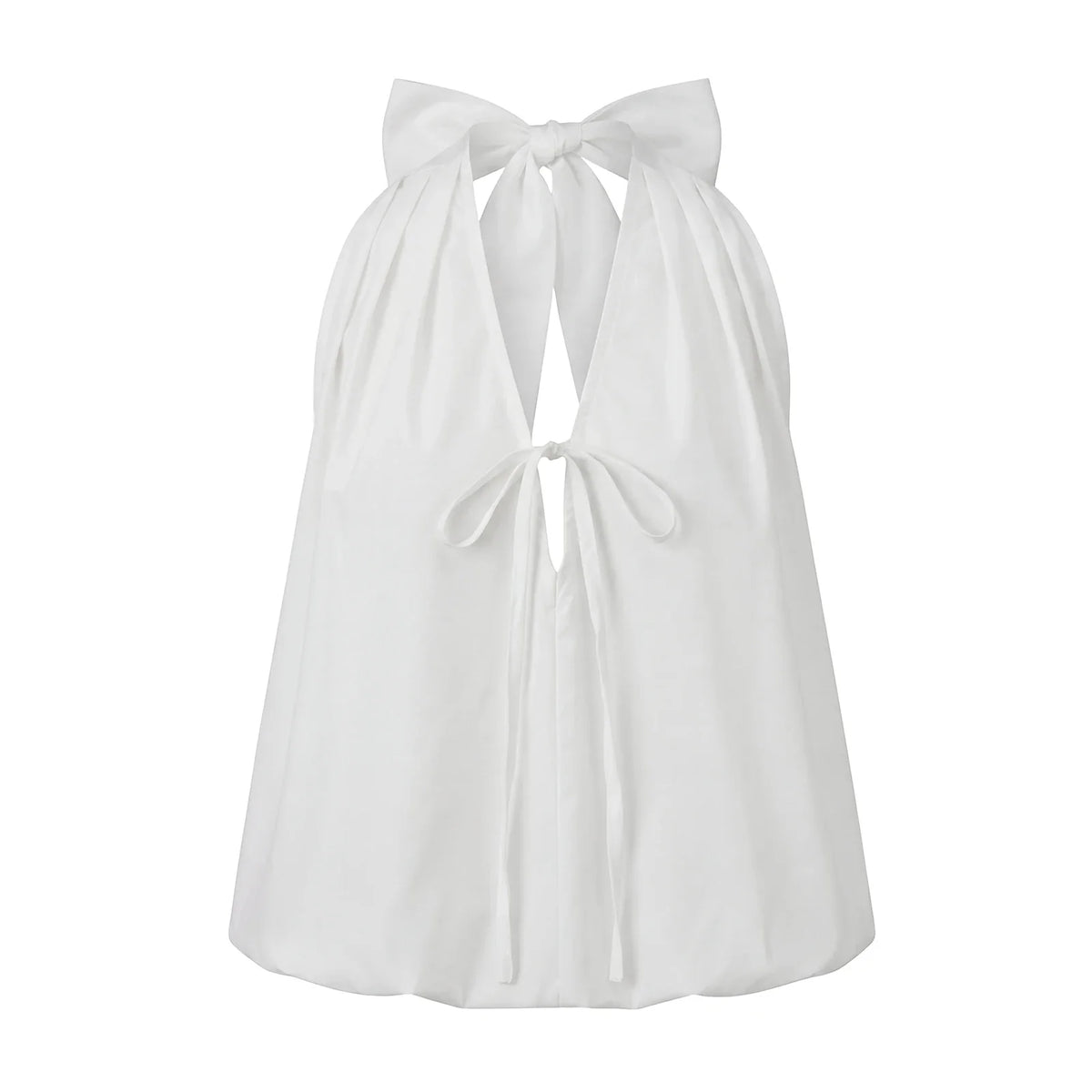 Women Fashionable Solid Color Summer Halter Tops Deep V Neck Sleeveless Backless Bubble Hem Vest