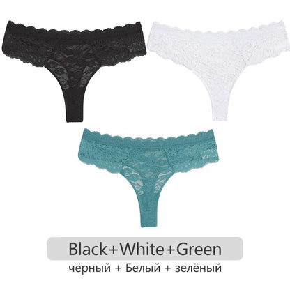 Full Lace Thongs – 3-Piece Lingerie Set for Women