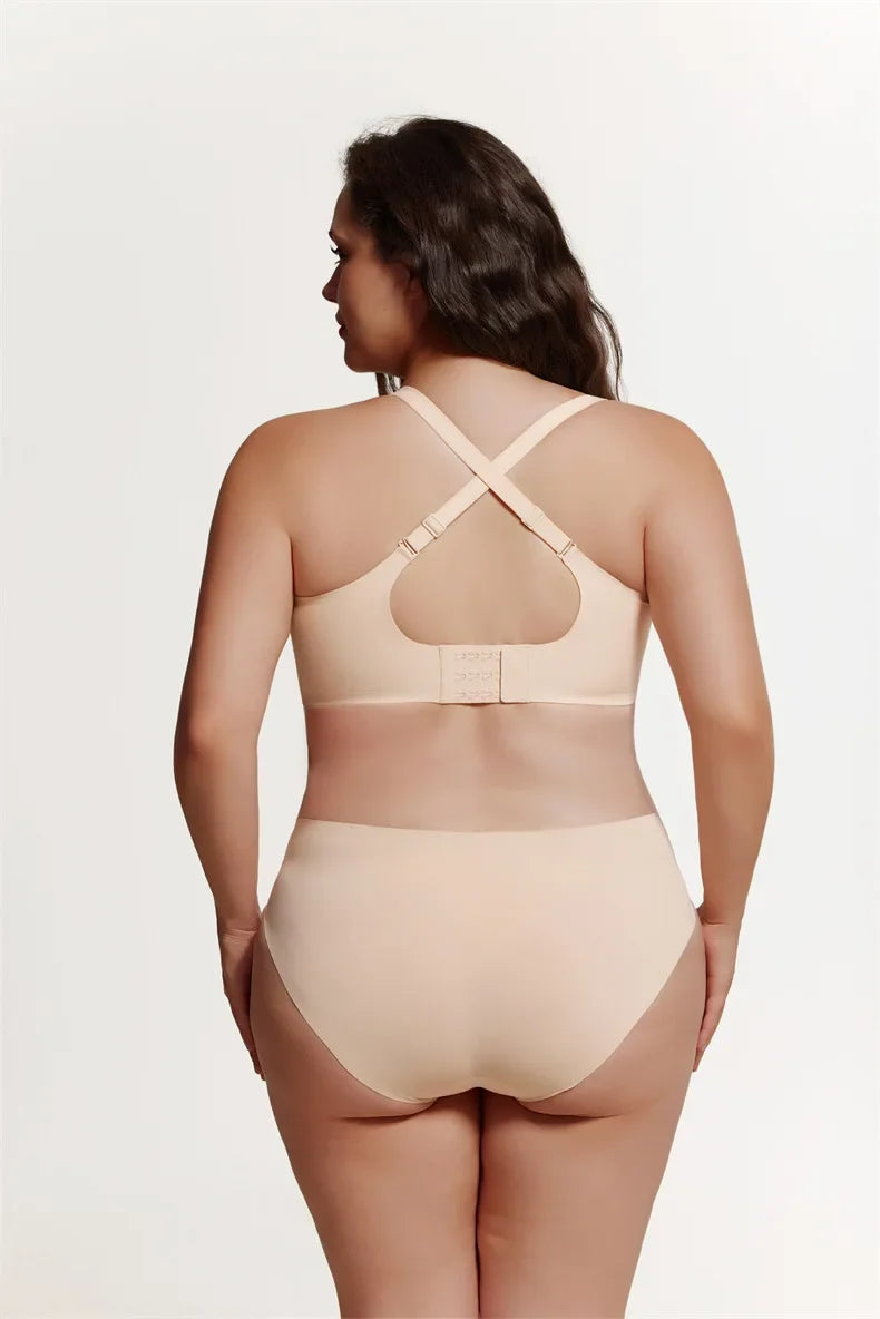 Wireless Comfortable Bra Large Cup Seamless Anti-Sagging Back Smoothing Underwear Soft Women&