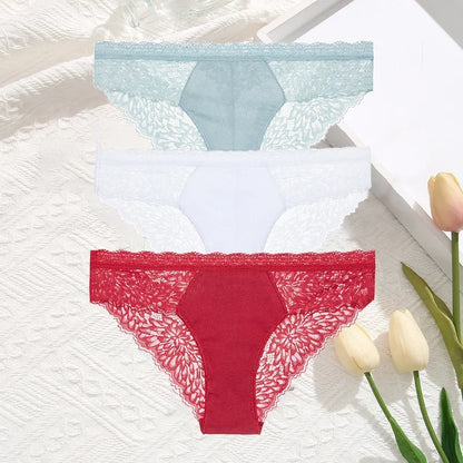 Premium Seamless Lace Briefs for Women – 3-Piece Set