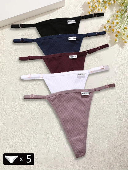 Premium Cotton Thong Panties for Women – 5-Piece Set