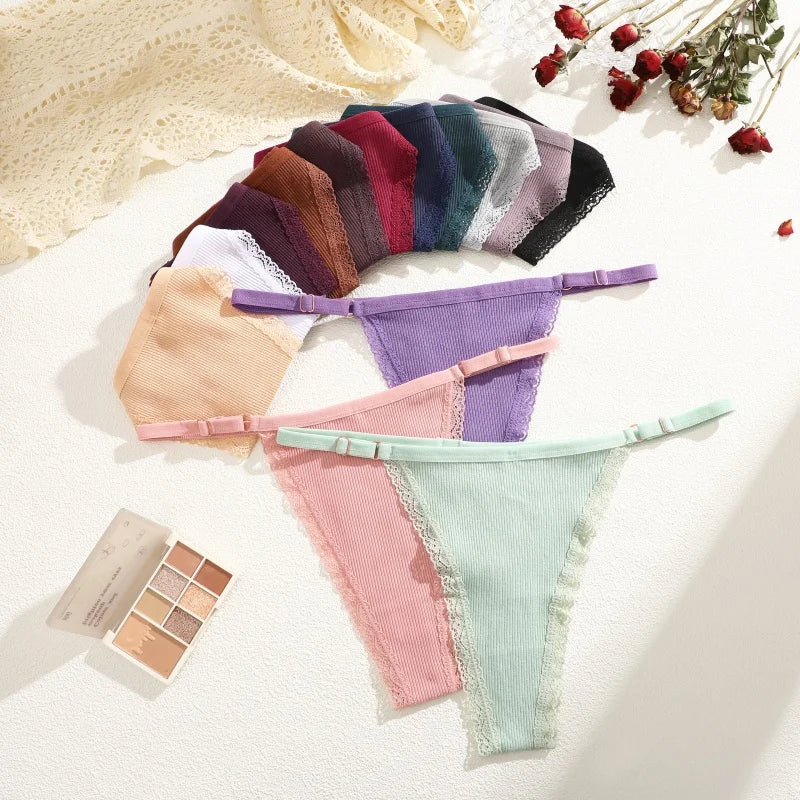 Comfortable Cotton Lace G-String Panties for Women
